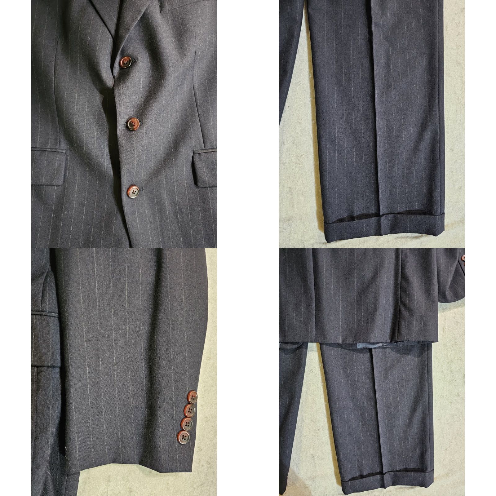 Chaps VINTAGE CHAPS By RALPH LAUREN 100% Wool Blue Pin Striped Suit Mens 42 Regular 34x30 Pants Size 42R - 9 Thumbnail