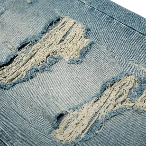 Japanese Brand VIBE Punk men's distressed loose washed ripped denim shorts Size US 32 / EU 48 - 5 Thumbnail