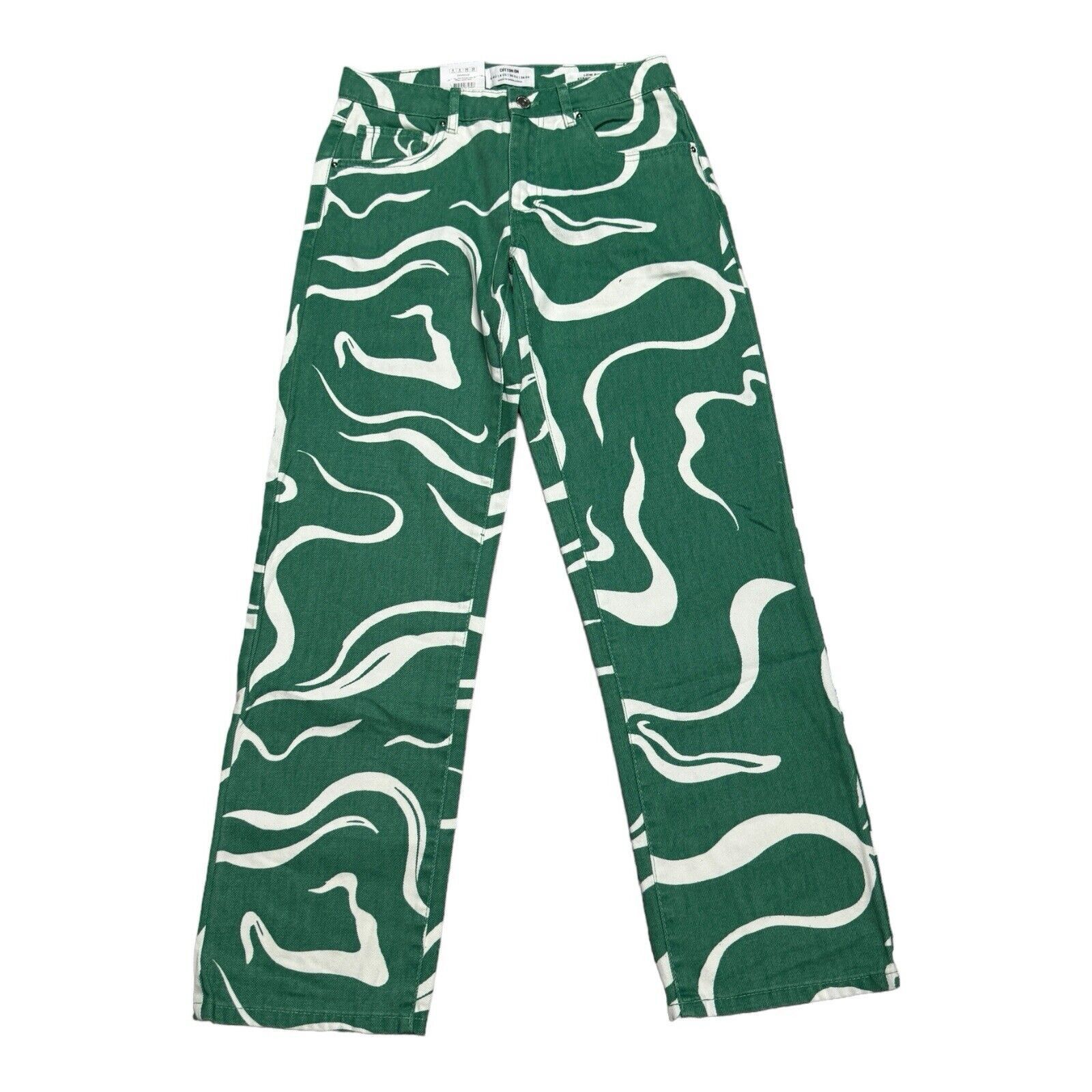 Cotton On Cotton On RECYCLED Low Rise Straight Green Swift Denim Jeans Size 27" / US 4 / IT 40 - 1 Thumbnail