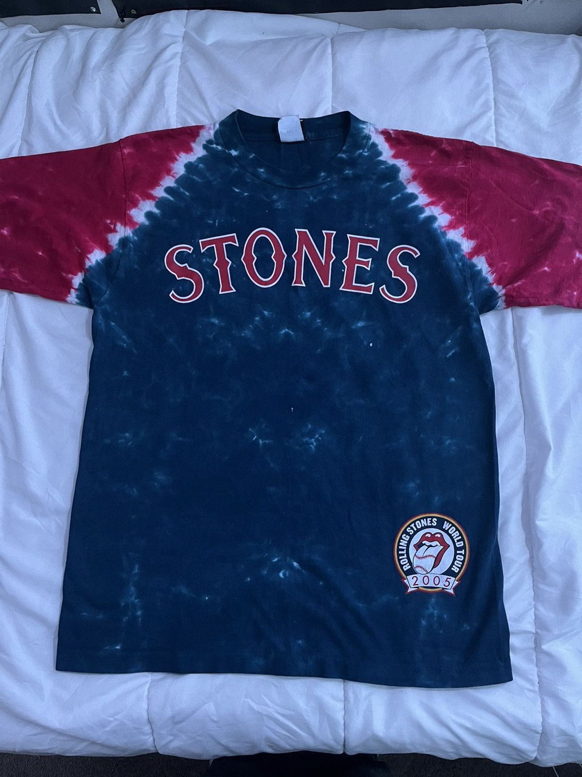 image of 2005 Liquid Blue Rolling Stones Boston Tour Tie Dye Tee, Men's (Size Medium)