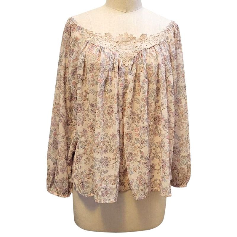 Anthropologie New Louizon Off the Shoulder Floral Blouse Lace Trim Small Size S / US 4 / IT 40 - 2 Thumbnail
