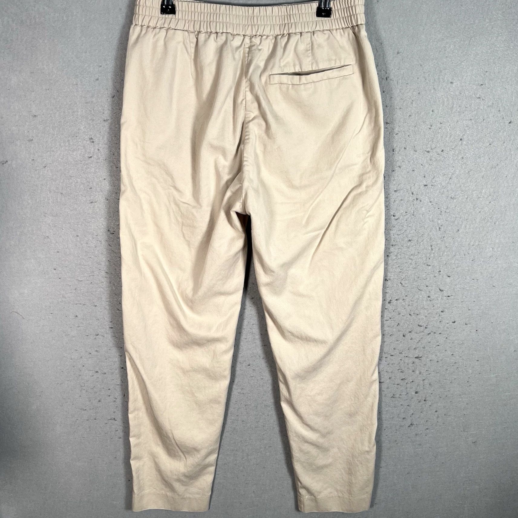 Cos COS Tapered Leg Pants Womens Regular 30R Beige Elastic Waist Cotton Ankle Size 30" / US 8 / IT 44 - 2 Thumbnail