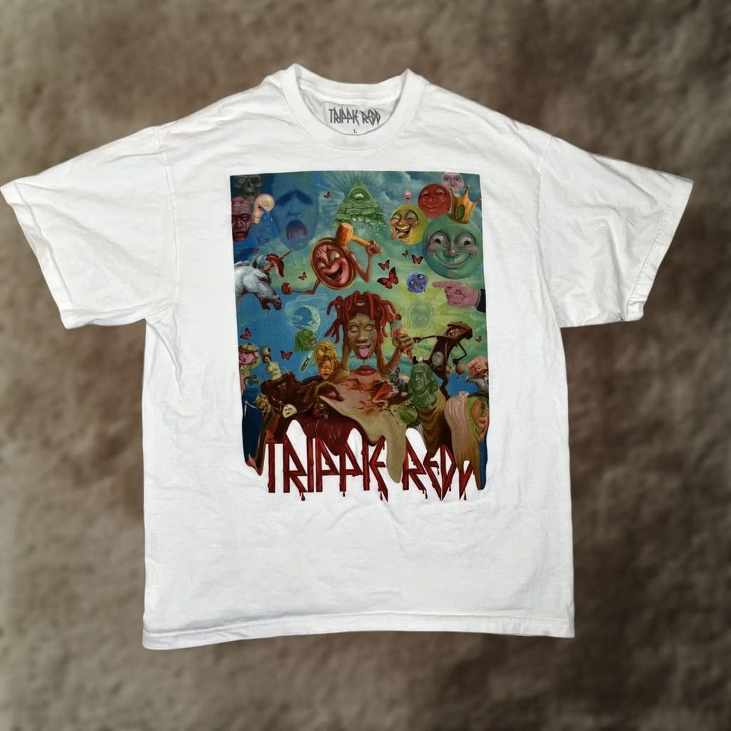 Vintage Trippie Redd Life’s A Trip T-Shirt Mens Large White Concert Tour Merch Shirt Men Regular Short Sleeve Crew Neck Cotton Graphic Print Size US L / EU 52-54 / 3 - 1 Thumbnail
