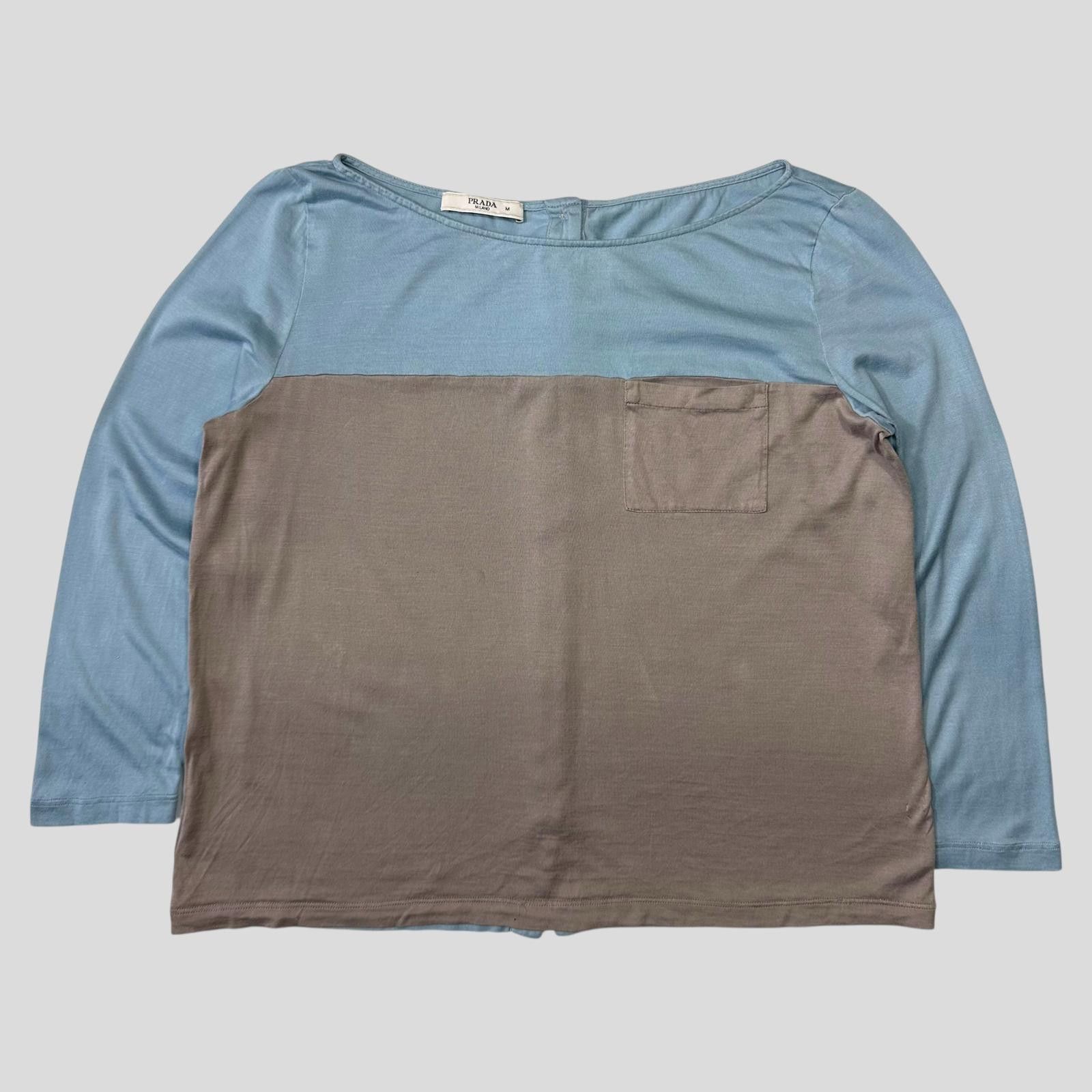 Prada Prada 2015 Two-tone Buttoned Dixie Blouse Top - M Size M / US 6-8 / IT 42-44 - 1 Thumbnail