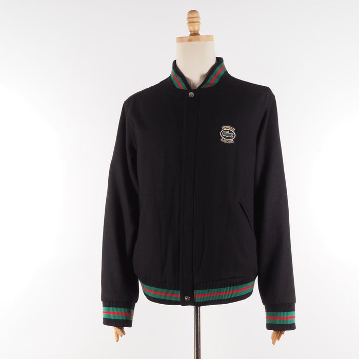 Supreme Supreme Lacoste Wool Black Varsity Bomber Jacket | Grailed