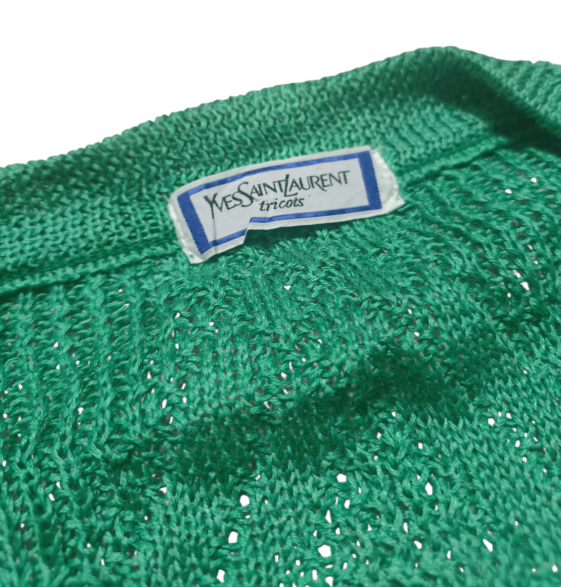 Yves Saint Laurent Vintage Yves Saint Laurent YSL Openwork Knit Green Sweater Size L / US 10 / IT 46 - 7 Thumbnail