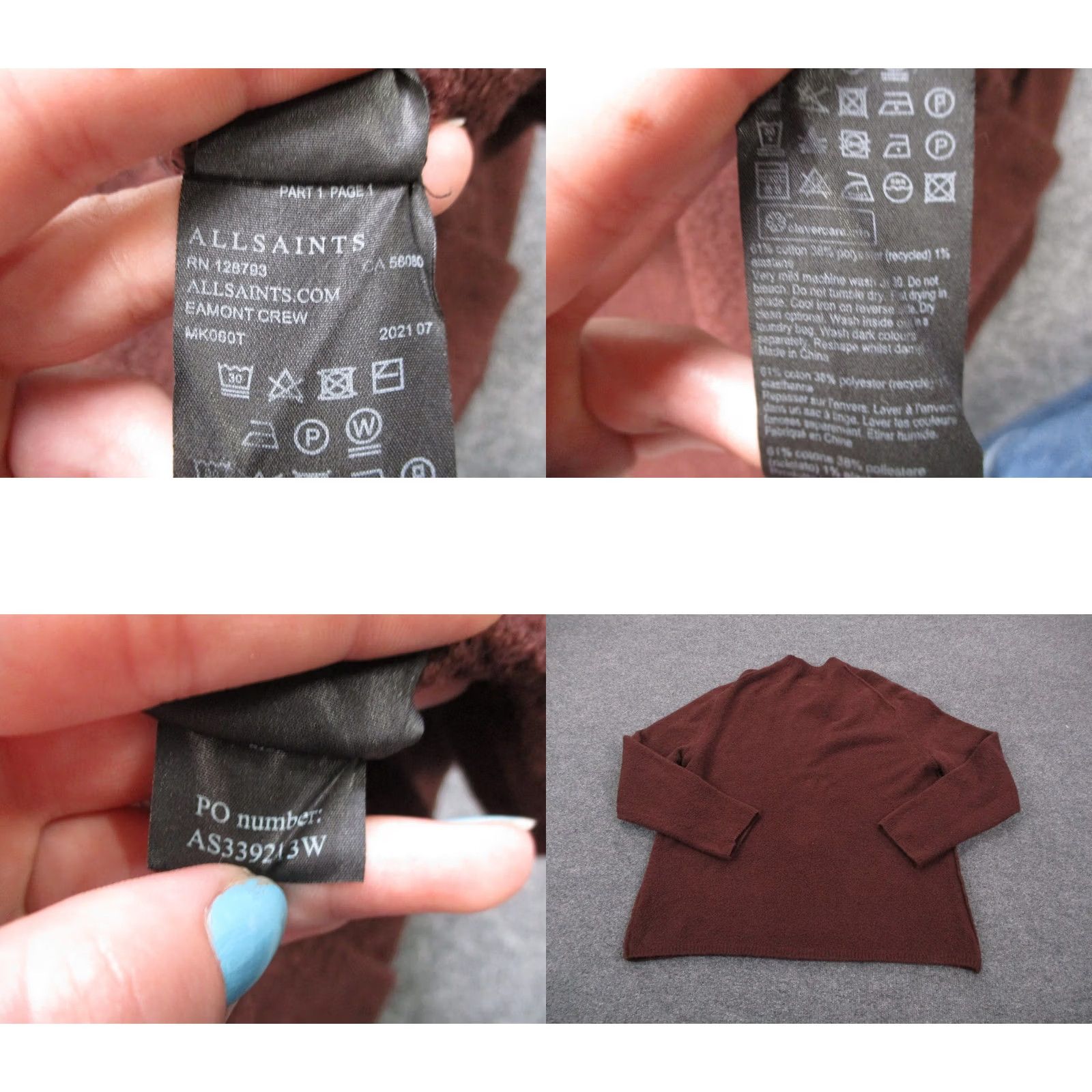 Allsaints AllSaints Sweater Men M Brown Pullover Classic Preppy Modern Knit Thermal Casual Size US M / EU 48-50 / 2 - 8 Thumbnail