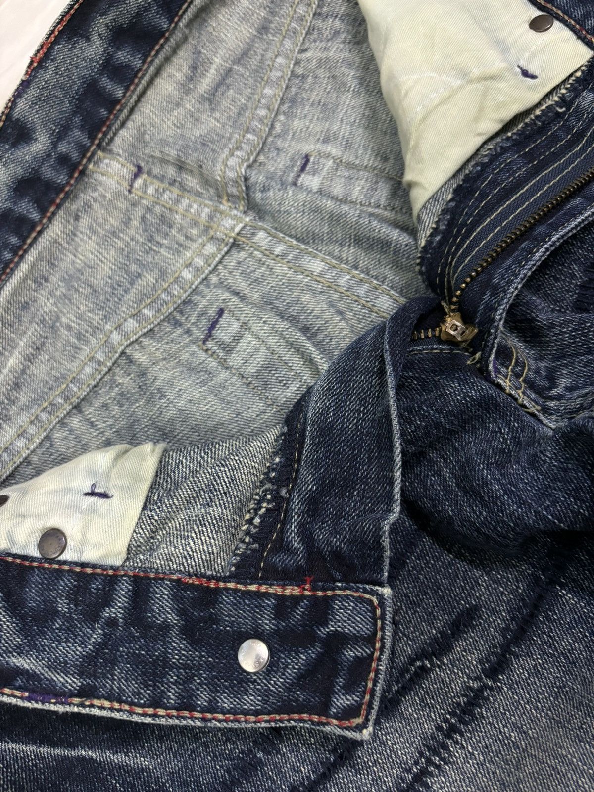 Number (N)ine Vintage Takeo Kikuchi Stitched Clawmark Loose Straight Jeans Size US 31 - 17 Thumbnail