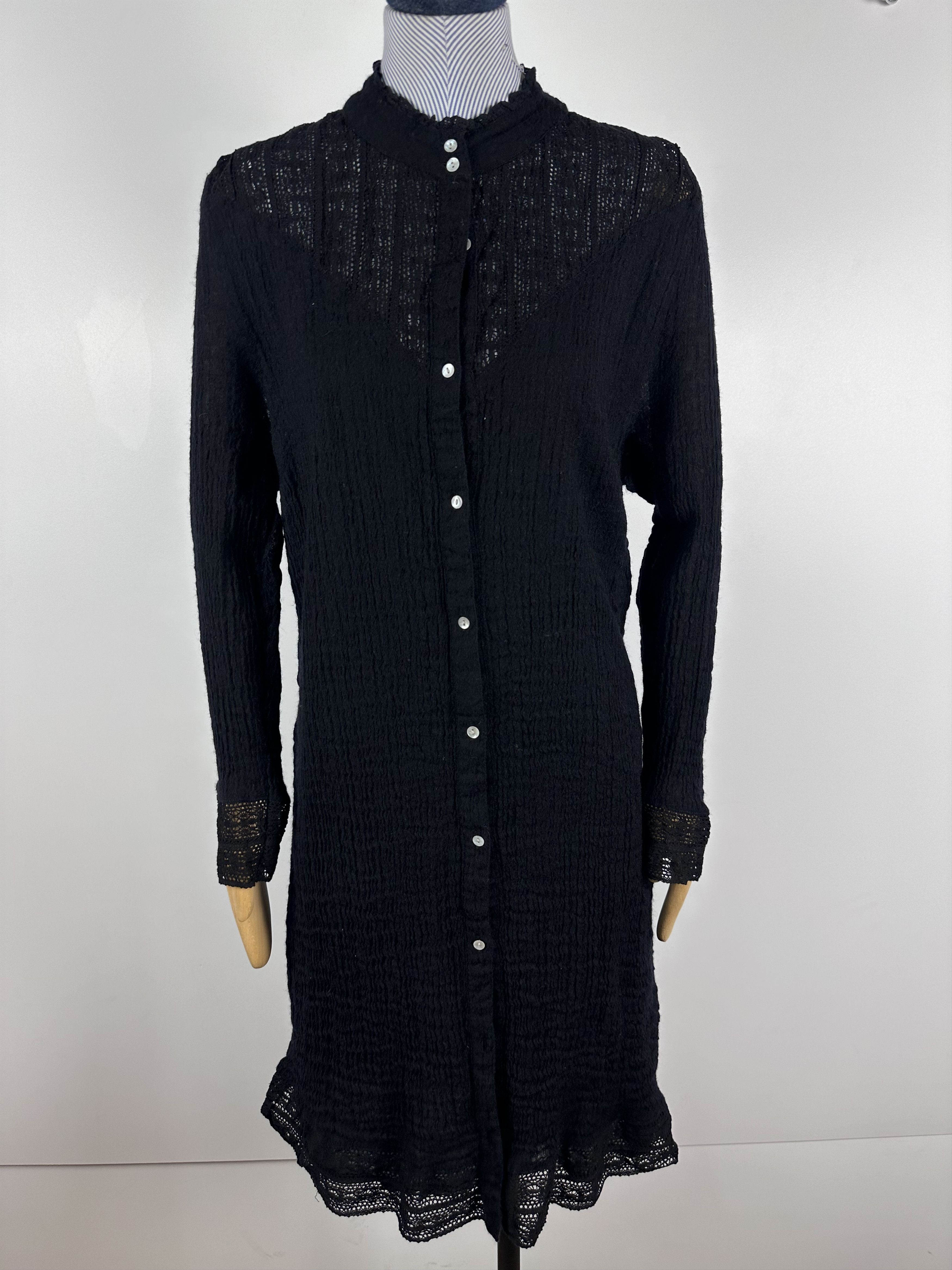 Designer Javier Simorra Lace Dress Long Black Wool Womens Size US12 Size XL / US 12-14 / IT 48-50 - 1 Thumbnail
