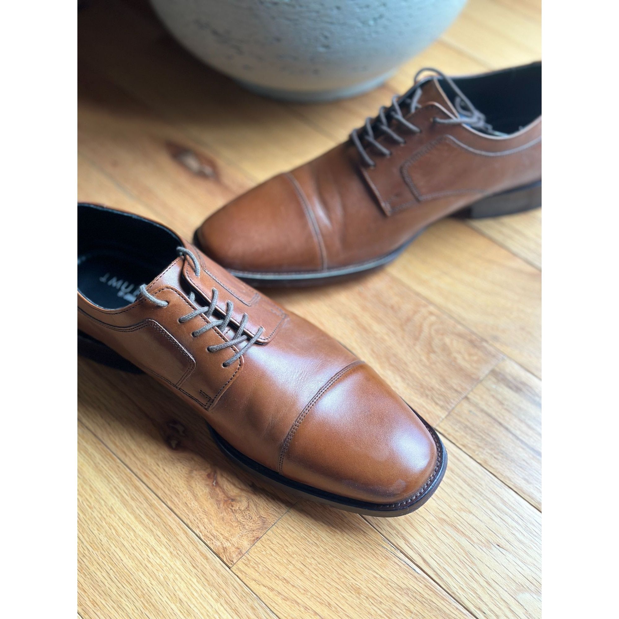 Johnston & Murphy MEN’S JOHNSTON & MURPHY DRESS SHOES BROWN STRATTON CAP TOE 1 Size US 12 / EU 45 - 5 Thumbnail