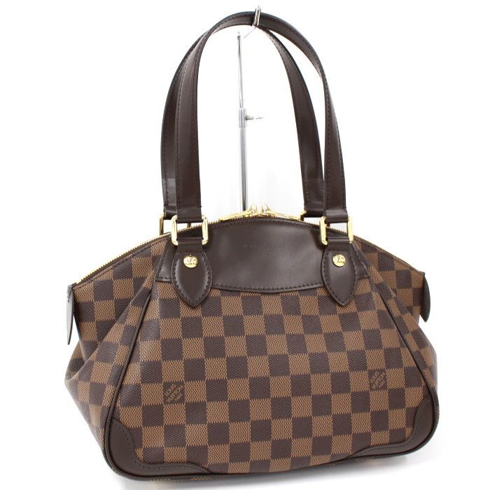 Louis Vuitton Verona PM Handbag Damier Leather Ebene Brown