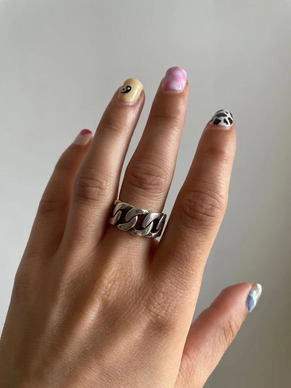 Jewelry Hollow Out Cuban Link Style Ring Size ONE SIZE - 2 Thumbnail