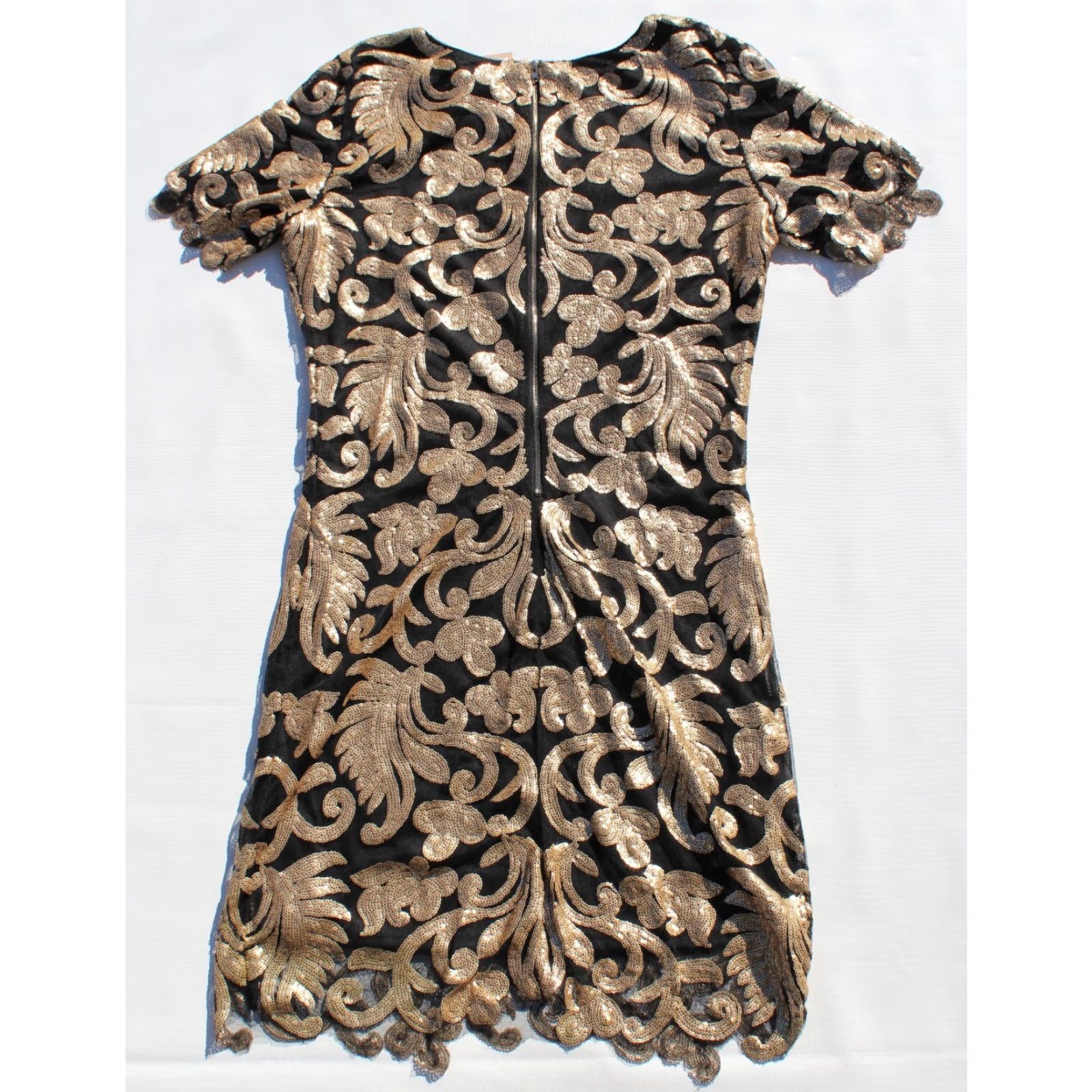 Vintage Holly Bracken Womens Cocktail Dress L Black Gold Sequin Zip Back New Size L / US 10 / IT 46 - 3 Thumbnail