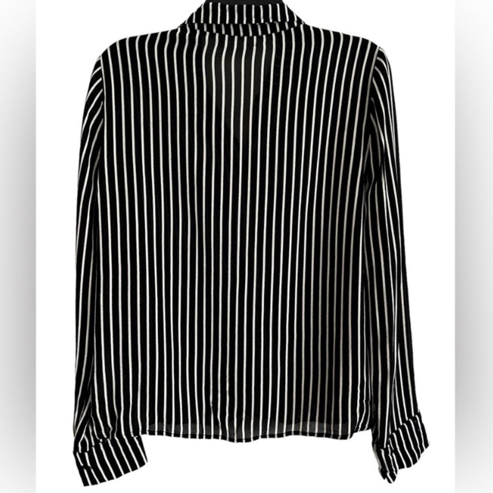 Reformation Reformation Arlington Sheer Striped Blouse Black White S Size S / US 4 / IT 40 - 12 Thumbnail