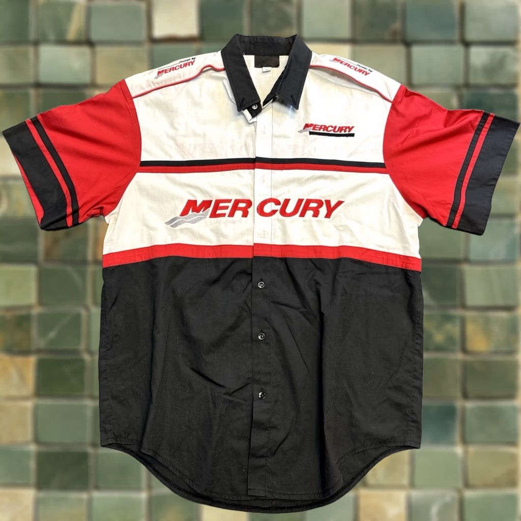 Vintage Mercury Marine Team Shirt Men's XL Button-Up Embroidered Size US XL / EU 56 / 4 - 1 Thumbnail