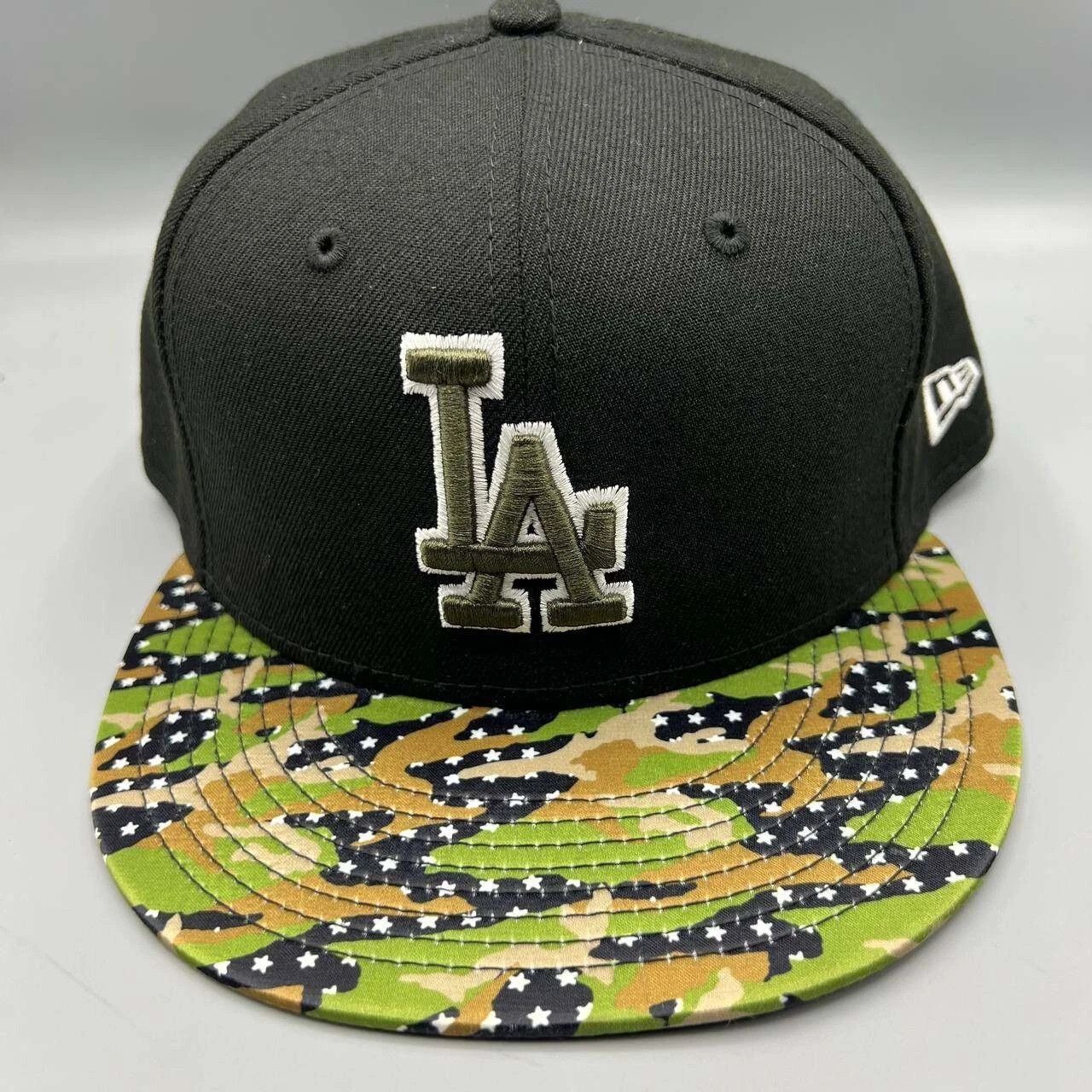 New Era Los Angeles LA Dodgers Hat Men 7 3/4 Black Camo MLB Fitted Size ONE SIZE - 1 Thumbnail