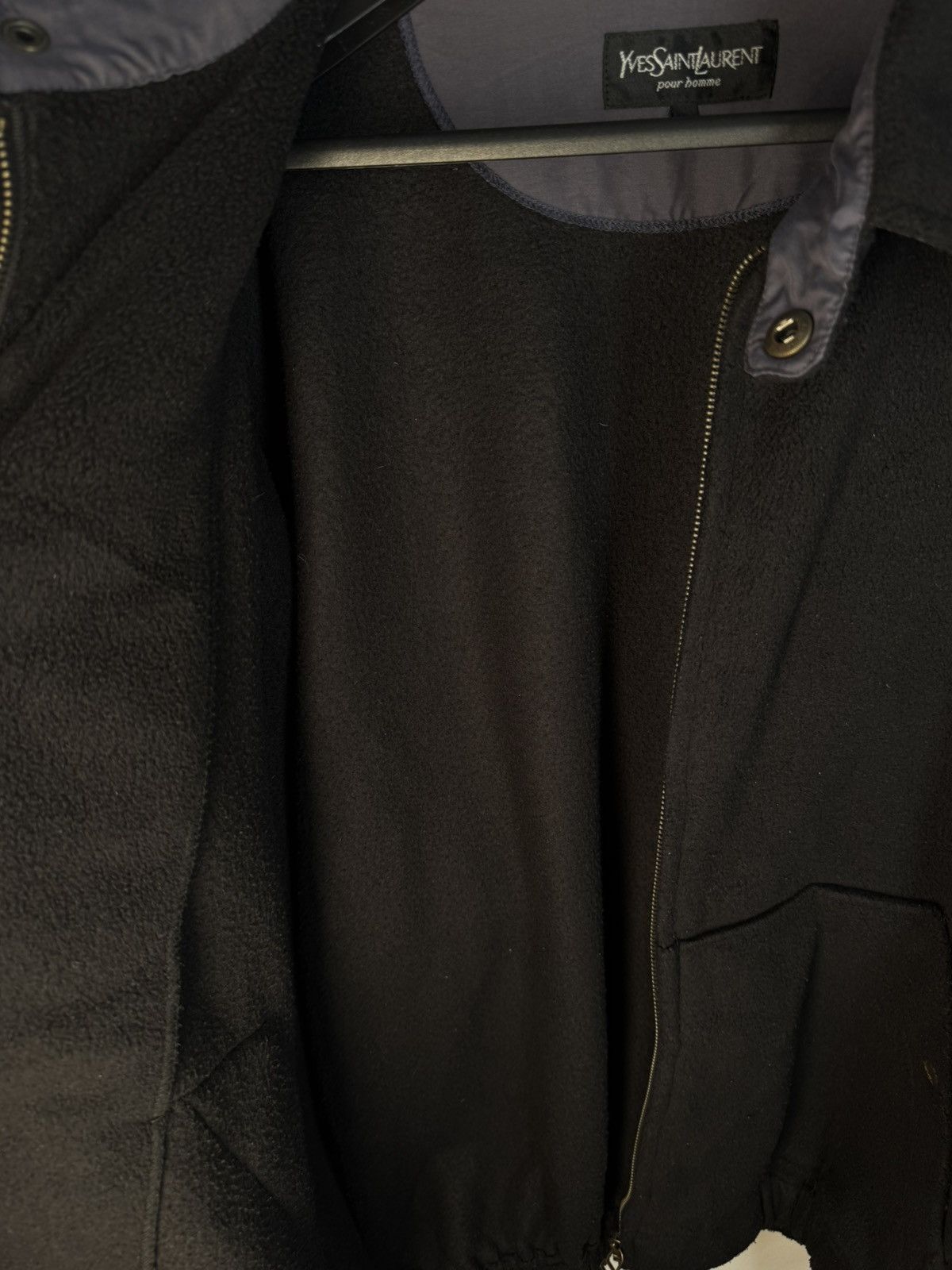 Yves Saint Laurent 90s Wool YSL Jacket Black Windbreaker Bomber Vintage Size US L / EU 52-54 / 3 - 12 Thumbnail
