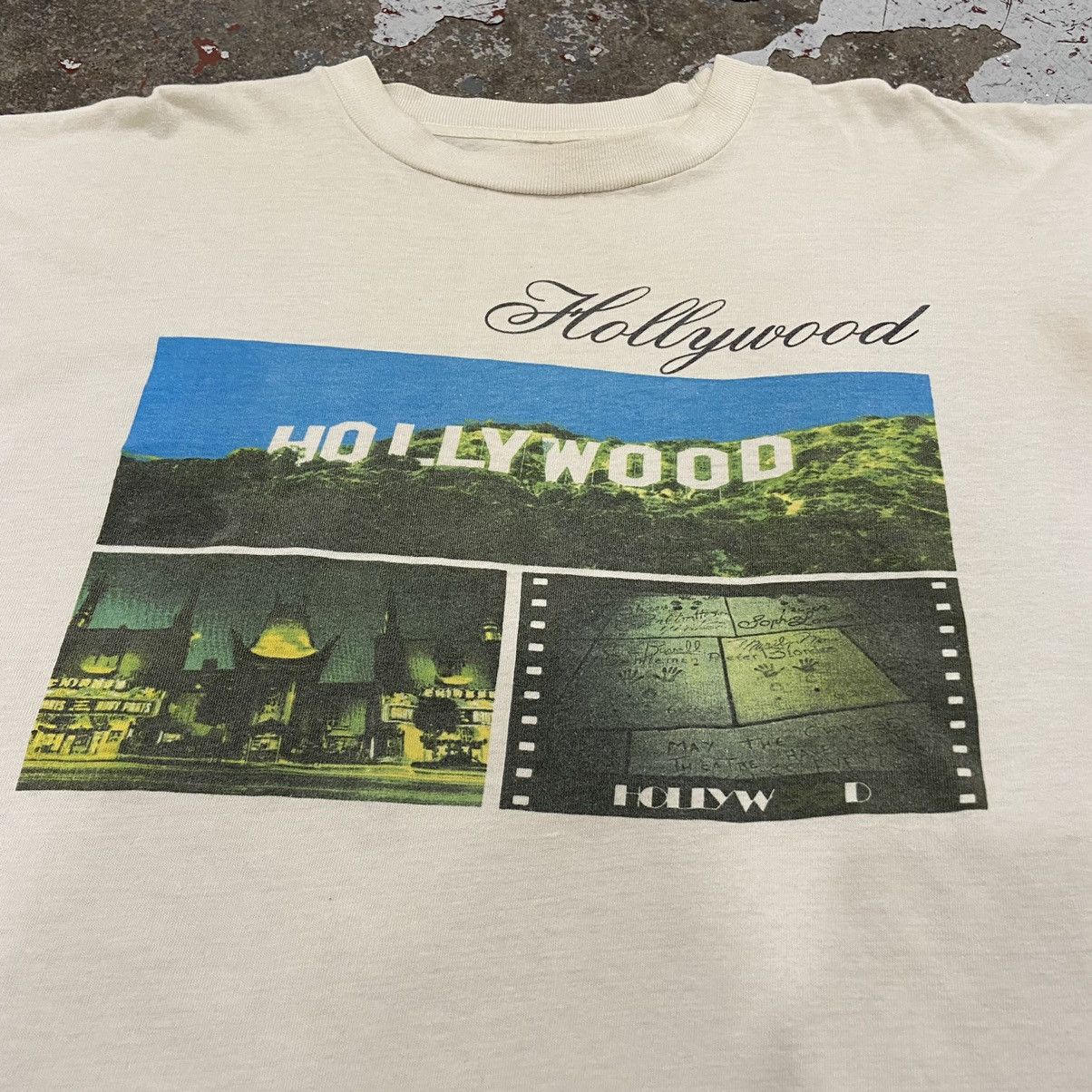 Vintage Vintage 1990s Hollywood White Boxy Graphic Tee Size US M / EU 48-50 / 2 - 6 Thumbnail