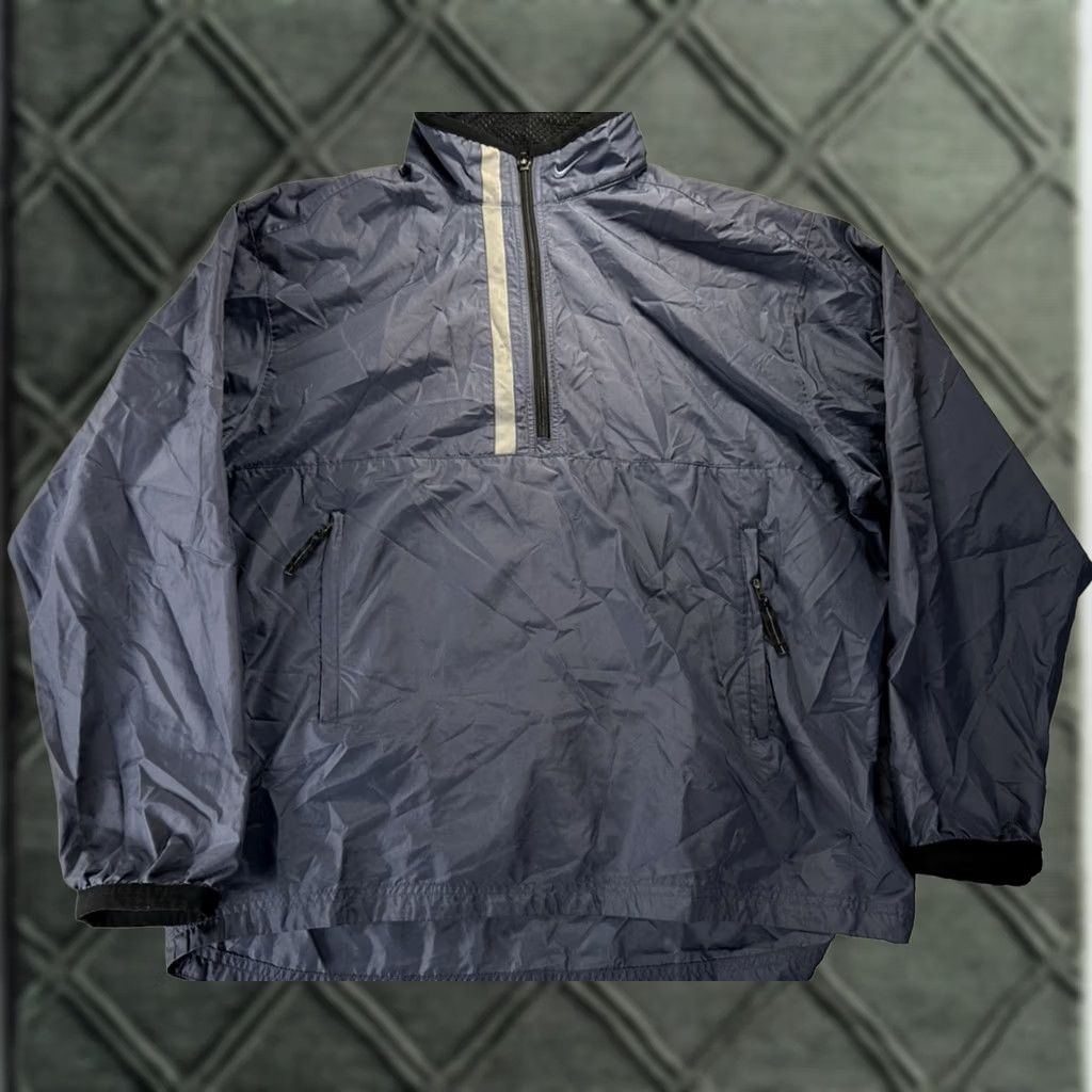 Nike VINTAGE Nike Anorak Jacket Mens Large Navy Y2K Swoosh Hooded Fleece Pullover Size US L / EU 52-54 / 3 - 1 Thumbnail