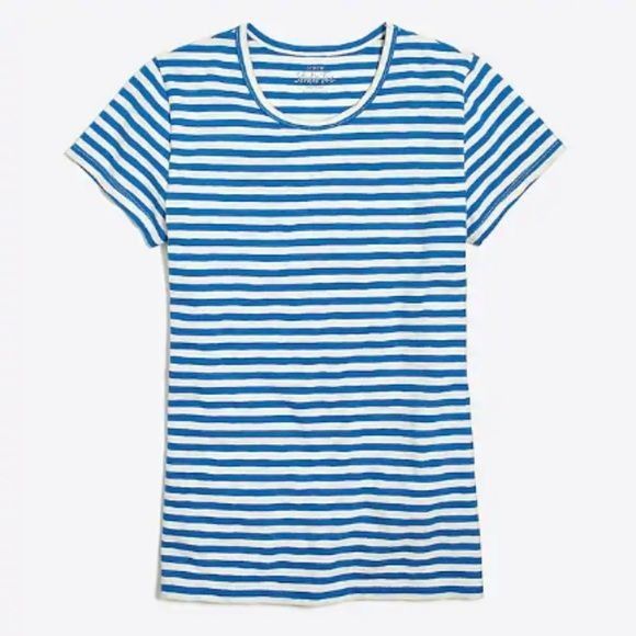 J.Crew J.Crew Factory Blue & Ivory Striped Cotton Tee Shirt S Size S / US 4 / IT 40 - 2 Thumbnail