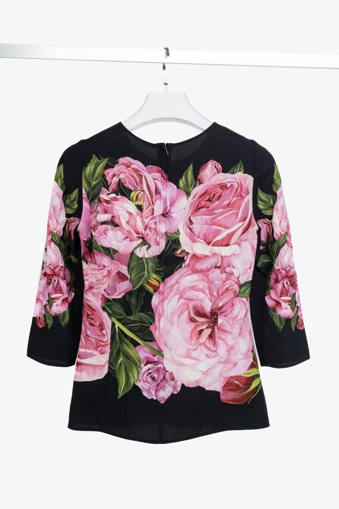 Dolce & Gabbana Dolce & Gabbana Nero Rose Floral Printed Crêpe Top Size S / US 4 / IT 40 - 2 Thumbnail