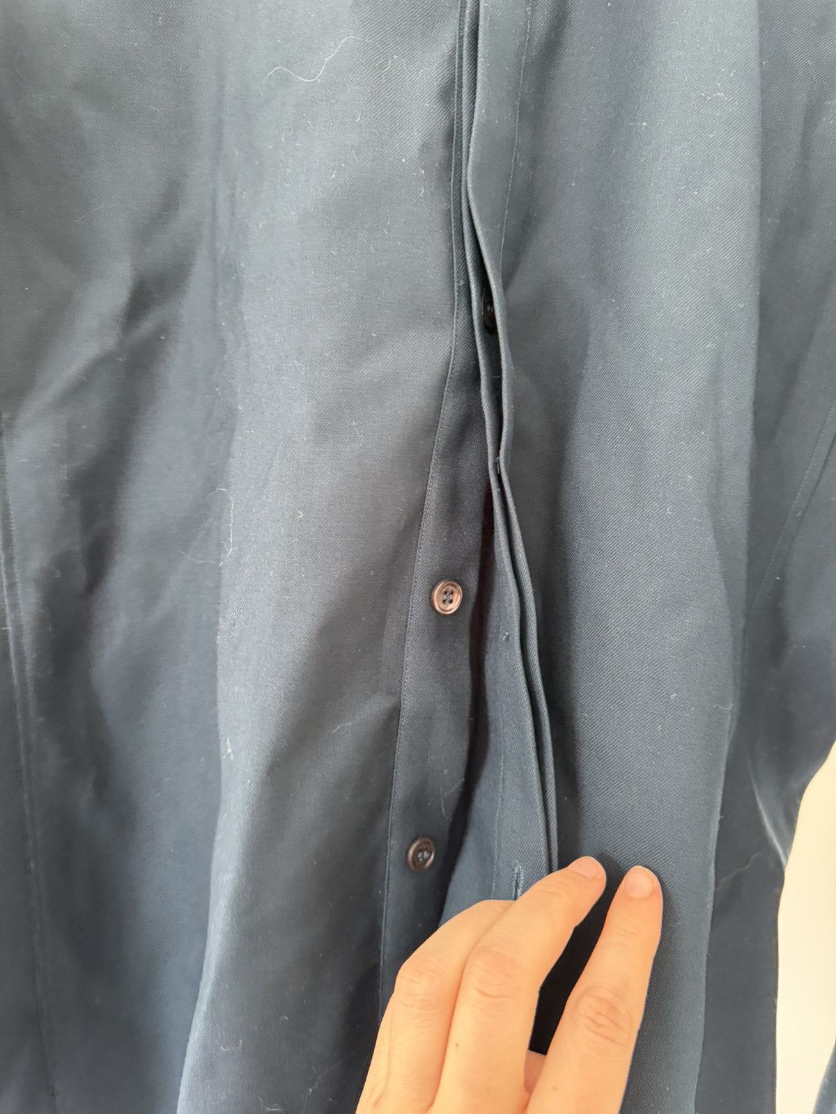 Salvatore Ferragamo Navy 100% wool button up shirt - Ferragamo Size US M / EU 48-50 / 2 - 3 Thumbnail