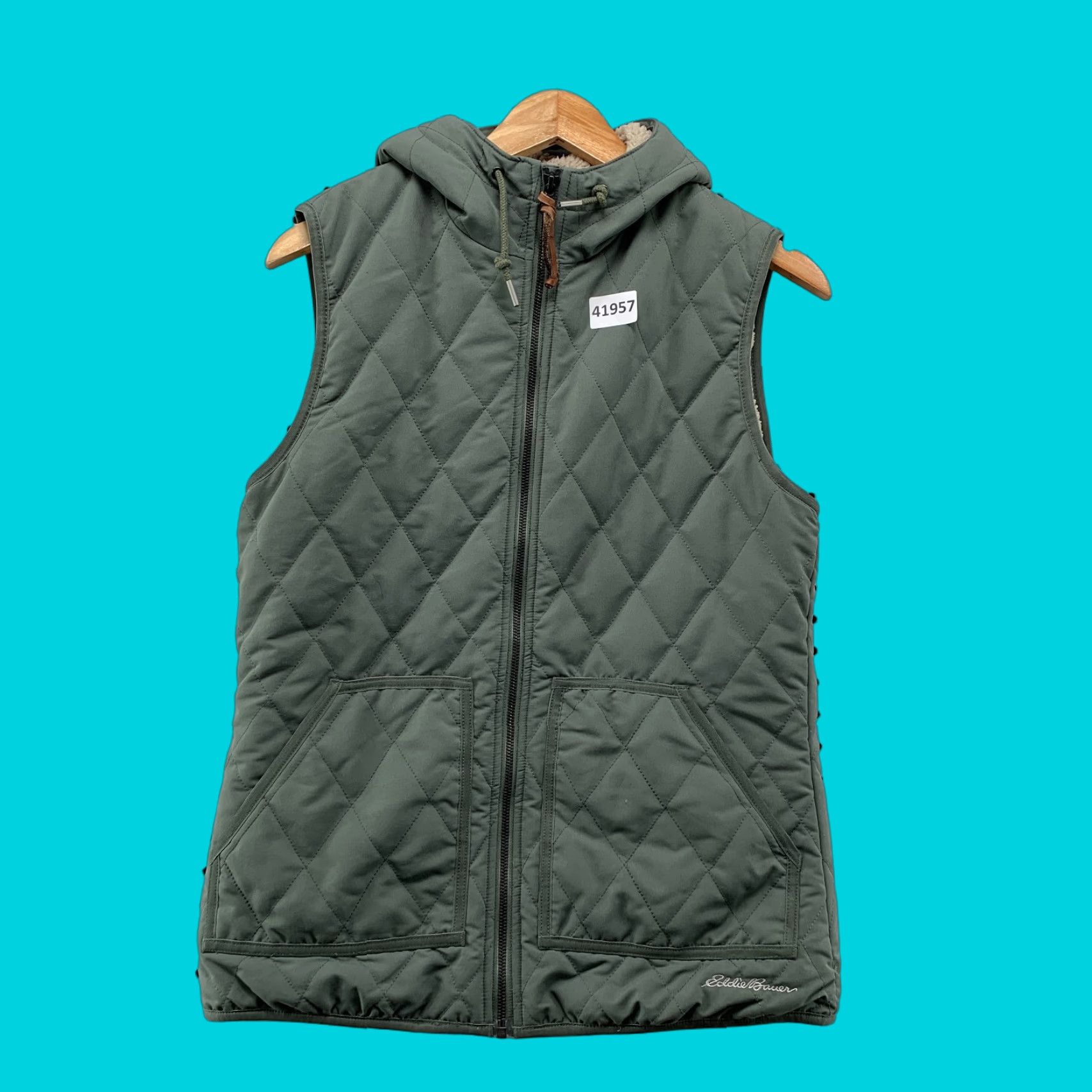 Eddie Bauer VINTAGE Eddie Bauer Quilted Vest Womens Small Hooded Sherpa Lined Sleeveless 19x26 Size S / US 4 / IT 40 - 1 Thumbnail