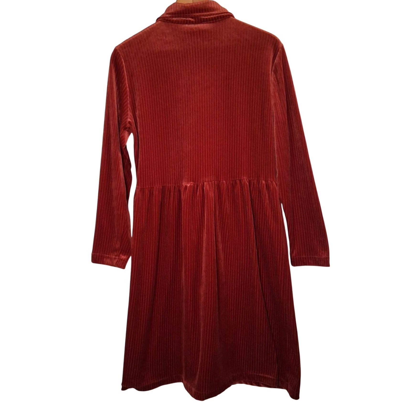 Hanes VINTAGE Hanes Signature Collection Dress Small Rust Ribbed Velour Button Earthy Size S / US 4 / IT 40 - 3 Thumbnail