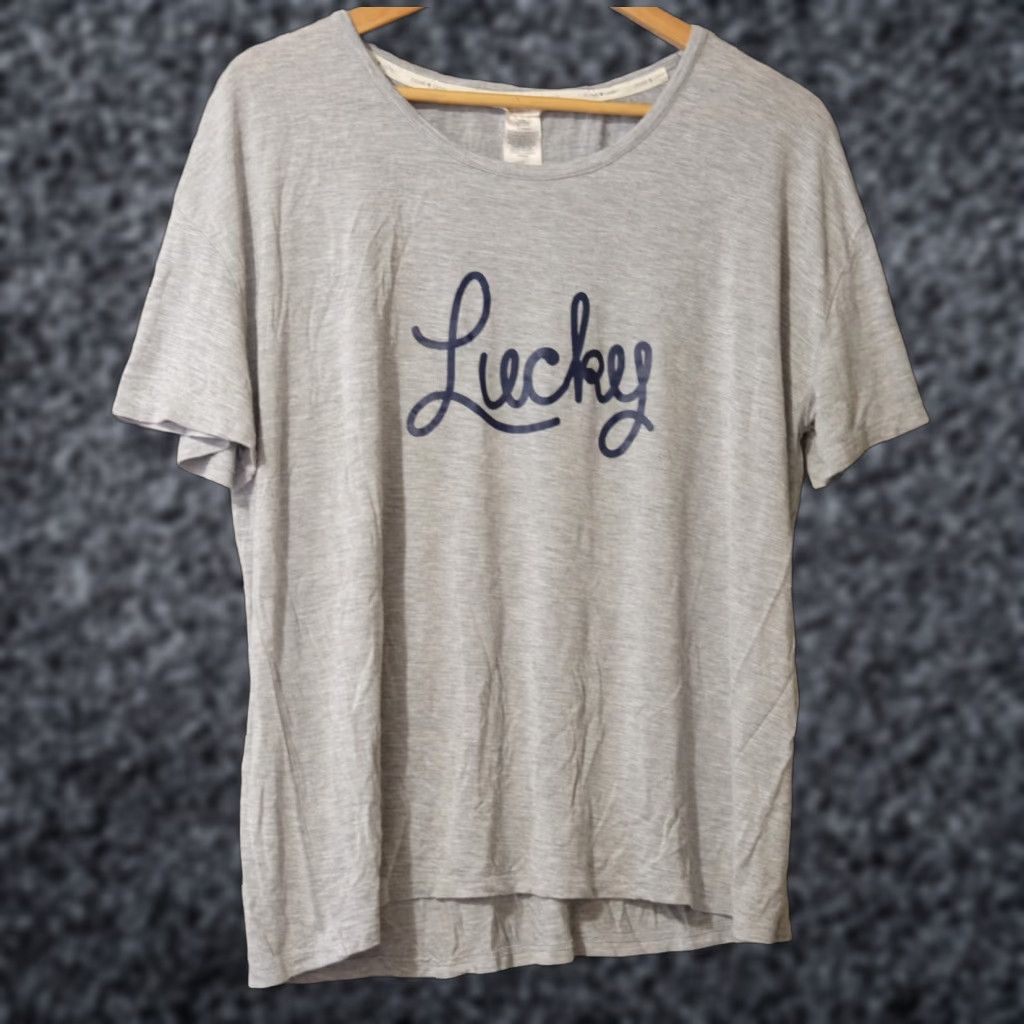 Lucky Brand VINTAGE Lucky Brand T-Shirt Womens XL Grey Spell Out Super Soft Size XL / US 12-14 / IT 48-50 - 1 Thumbnail