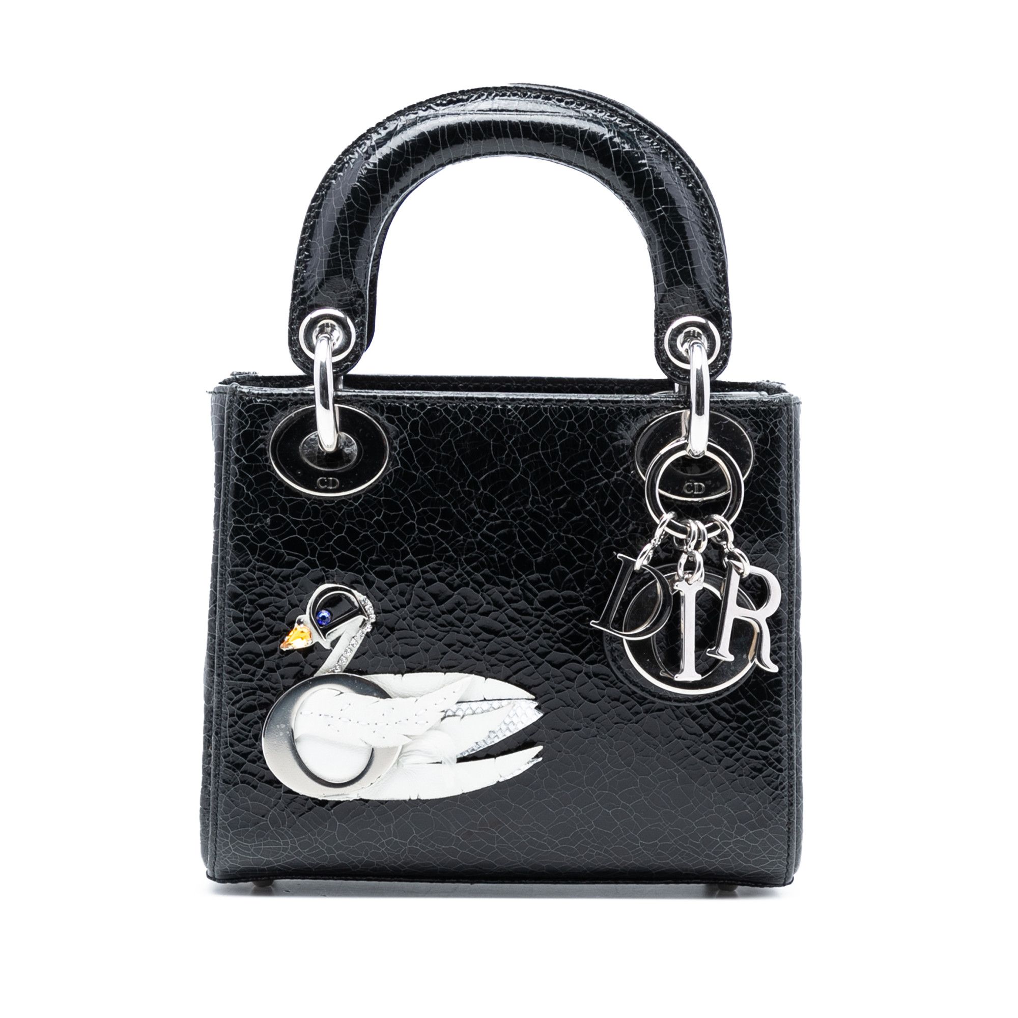 Dior Mini Deerskin Ceramic Effect Jeweled Swan Lady Dior