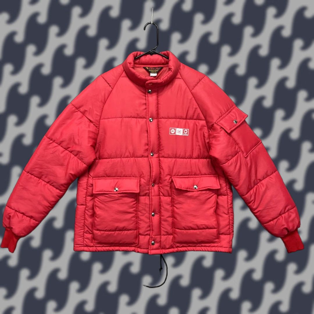 VINTAGE Dunbrooke Pla-Jac Jacket Mens Large Red Puffer AC GM Delco USA 80s