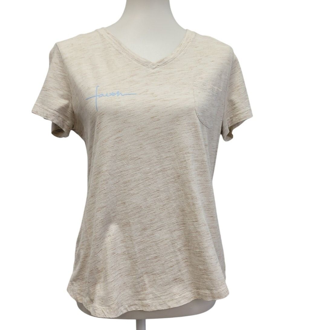 Faded Glory Hand Printed Womens Large FAITH Short Sleeve Tee Shirt Size L / US 10 / IT 46 - 1 Thumbnail