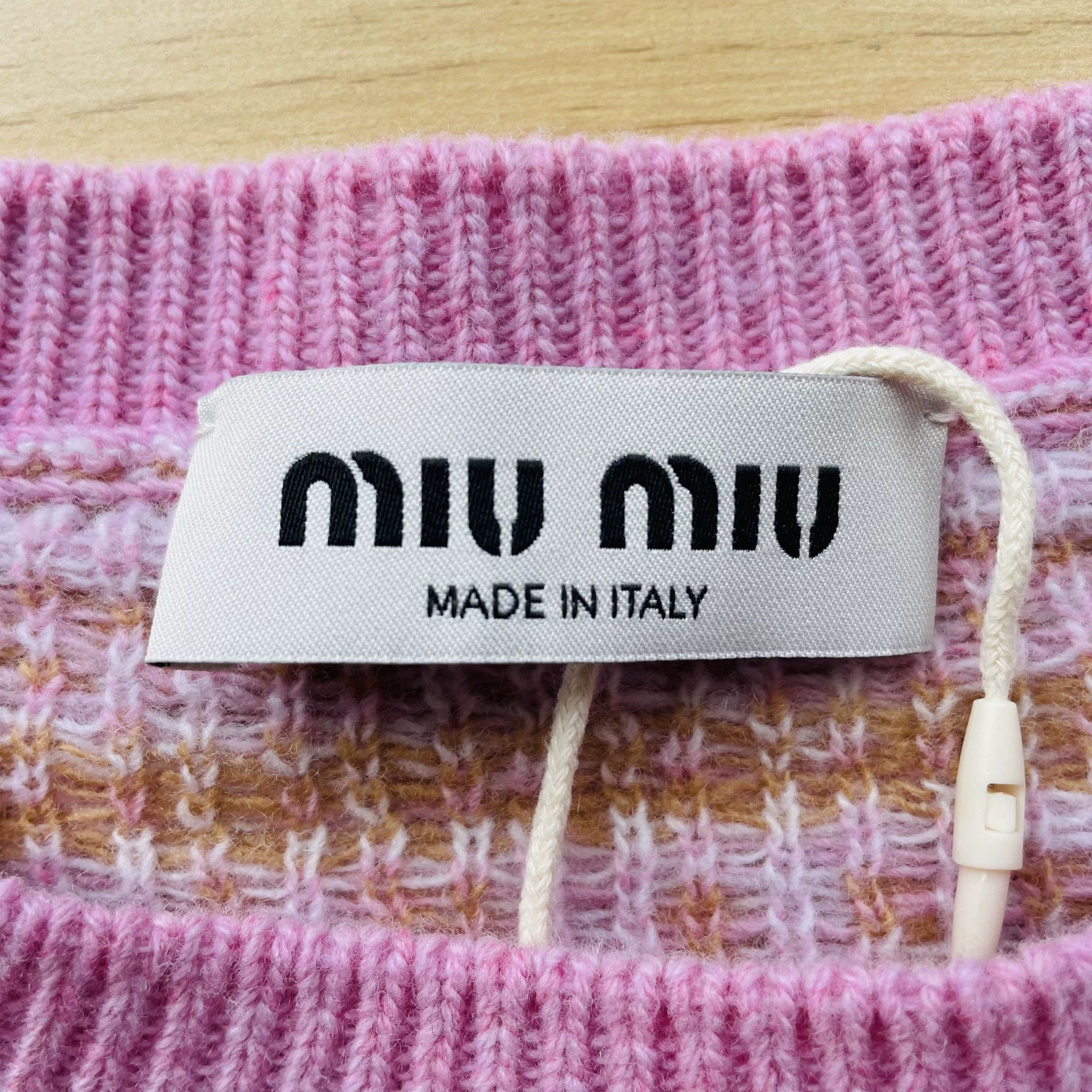 Miu Miu MIU MIU SS23 Striped Logo Wool Sweater Women Pink 38 Size XS / US 0-2 / IT 36-38 - 4 Thumbnail