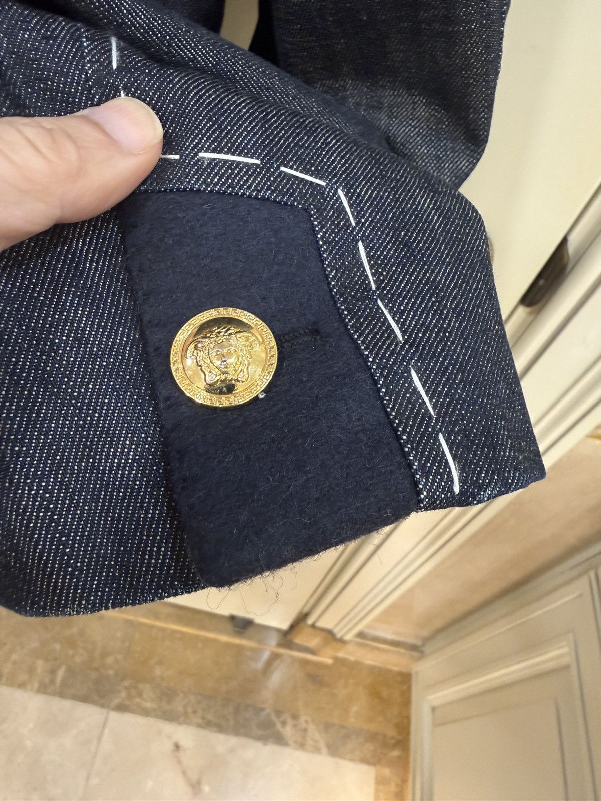 Versace stiching details denim blazer size46 Size 46R - 12 Thumbnail