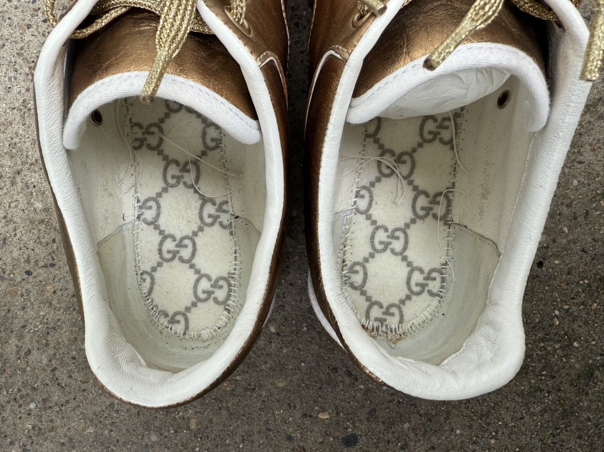 Gucci ✨Gucci✨ (212475) Bronz Metallic Soft Leather Sneakers EU-38 Size US 8 / IT 38 - 11 Thumbnail