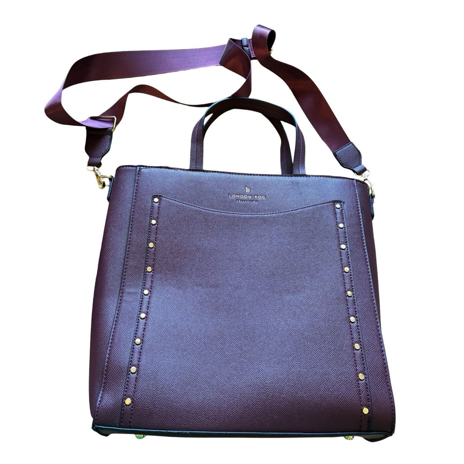 London Fog London Fog Sofia Studded Tote Bag & Matching Wallet Plum Size ONE SIZE - 10 Thumbnail