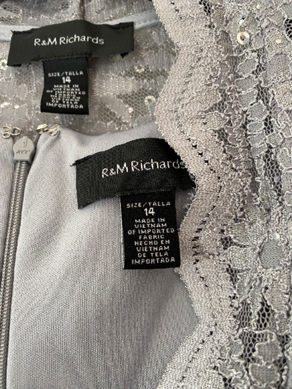 Designer Women's R&M Richards Dress, Size 14, Silver (JM1) Size XL / US 12-14 / IT 48-50 - 4 Thumbnail