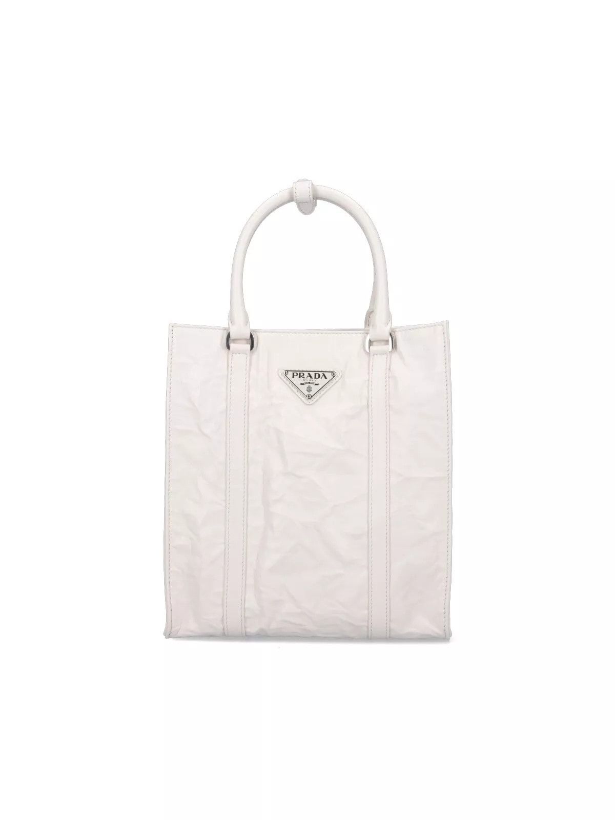 Prada PRADA White Leather Tote Bag New Size ONE SIZE - 1 Thumbnail