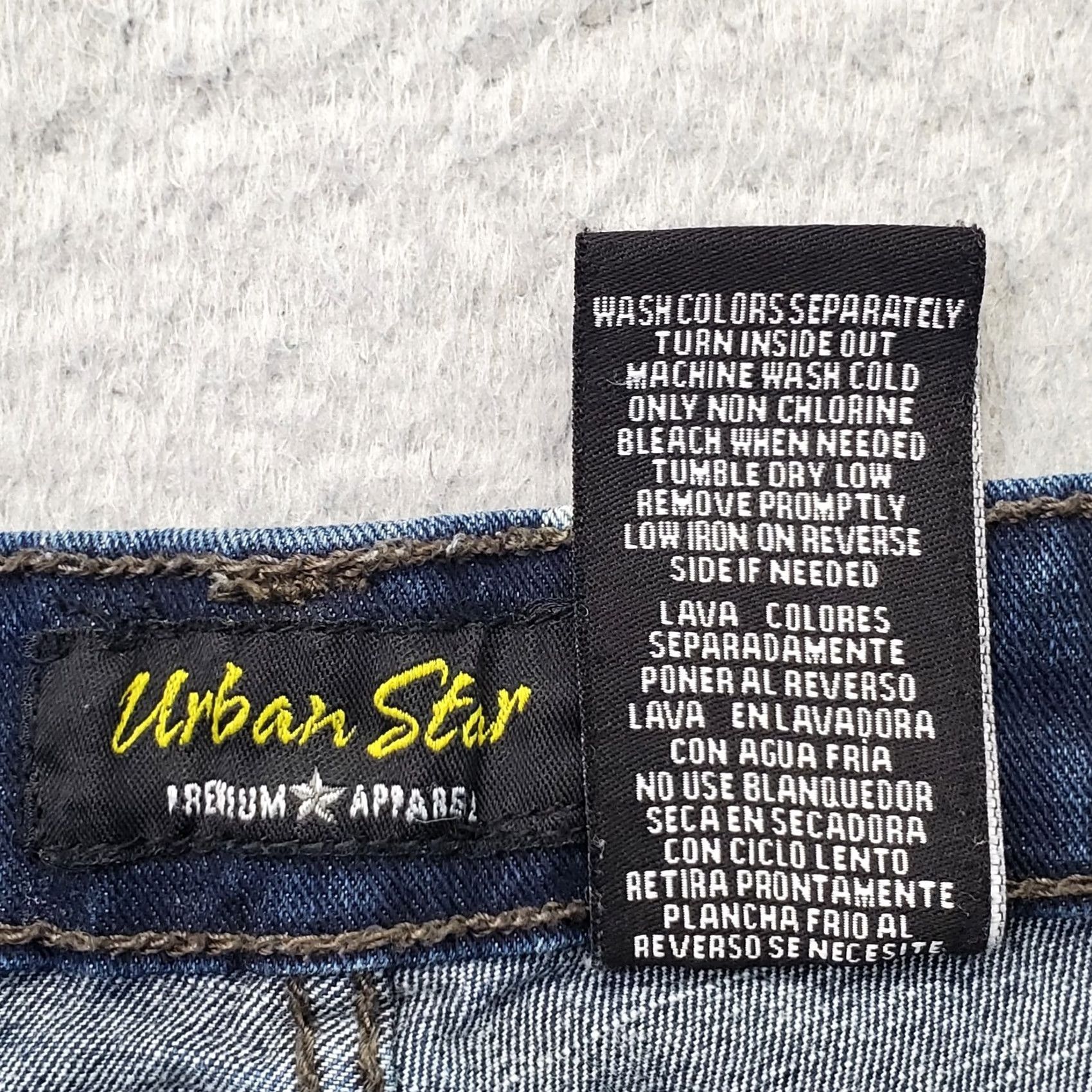 Vintage Urban Star Jeans Mens 40x32 Blue Denim Stretch Faded Double Stitch Straight Leg - Regular Size 40 Mens Blue Denim Jeans Size US 40 / EU 56 - 8 Thumbnail