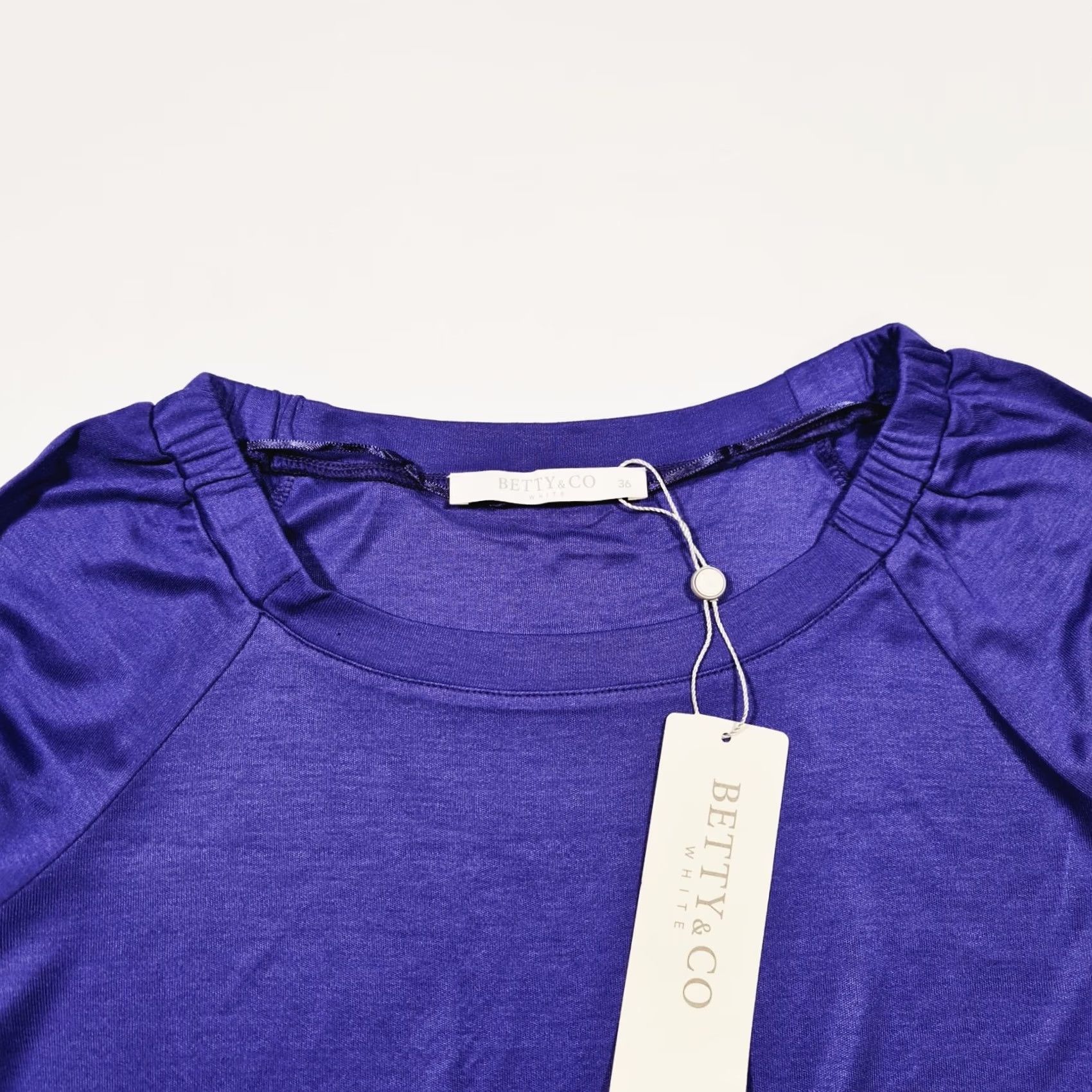 CO Betty & Co Womens Purple Long Sleeves Tee Shirt Blouse Top 10 UK Stretch Casual Boat Neck Size L / US 10 / IT 46 - 2 Thumbnail