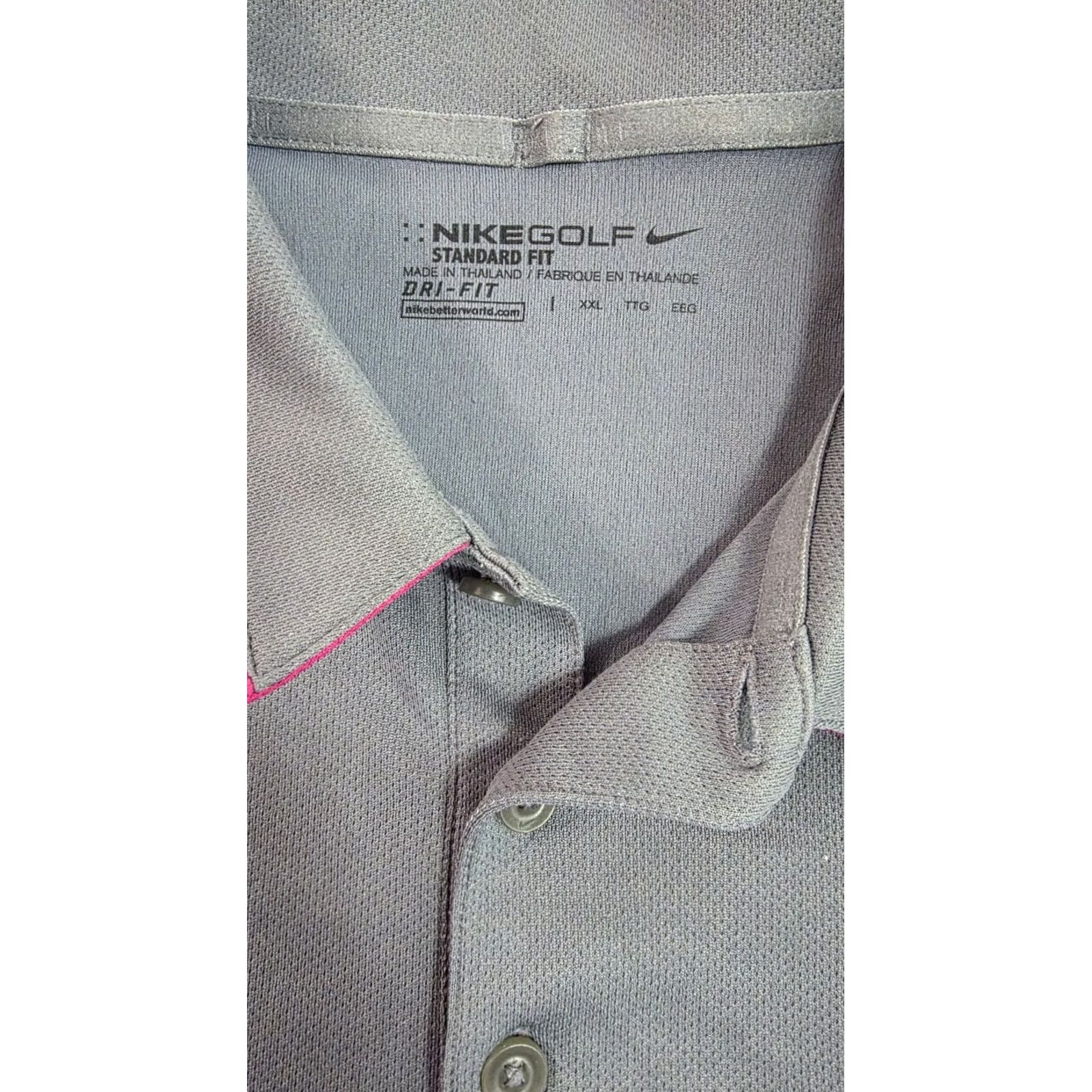 Nike Nike Golf Polo Shirt Mens XXL Dri-Fit Grey Pink Standard Fit EUC Size US XXL / EU 58 / 5 - 5 Thumbnail