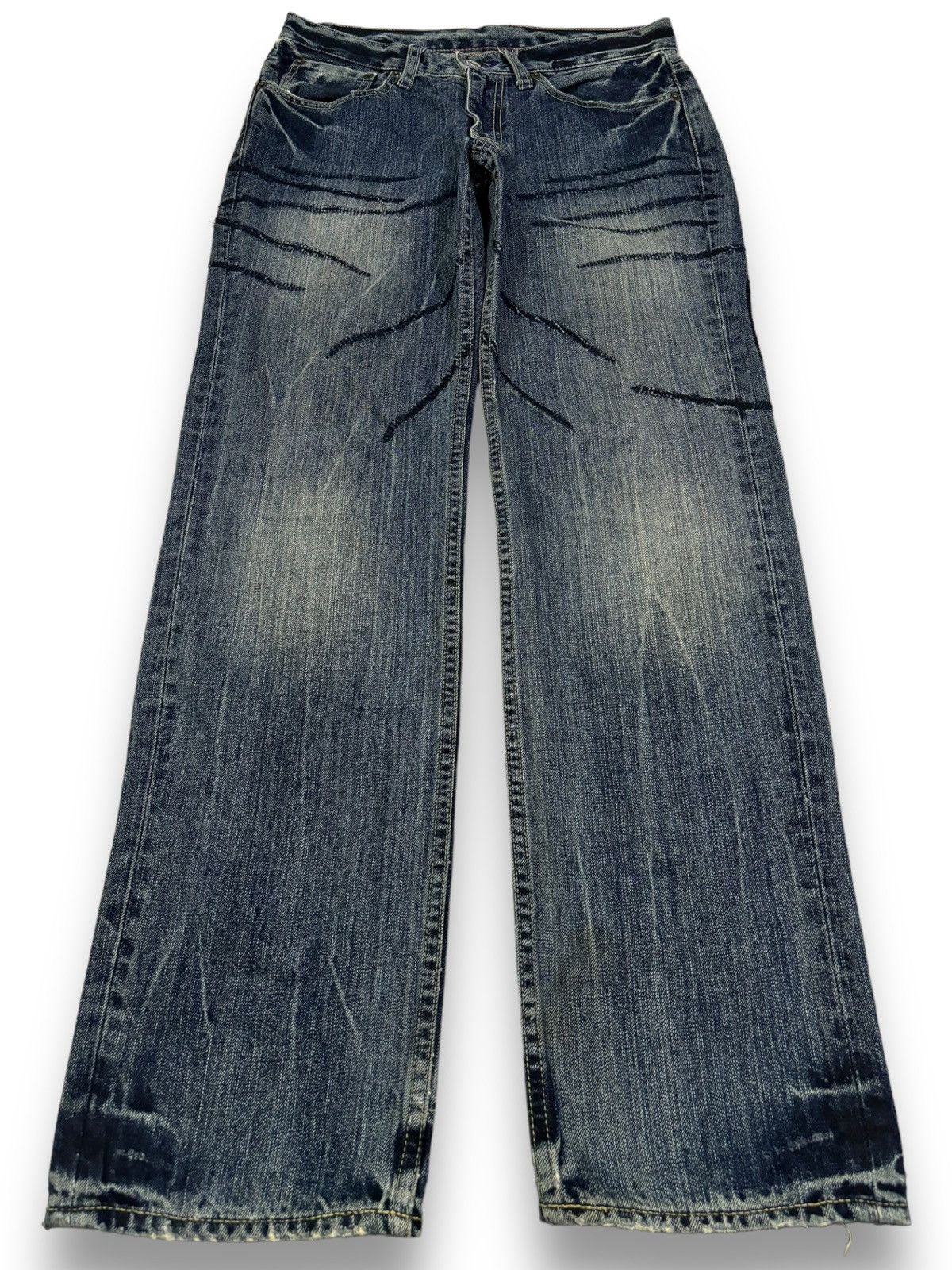 Number (N)ine Vintage Takeo Kikuchi Stitched Clawmark Loose Straight Jeans Size US 31 - 1 Thumbnail