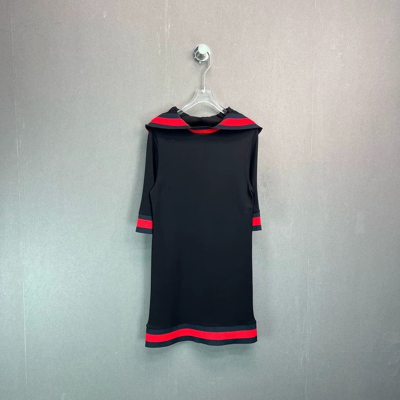 Gucci Gucci Black and red webbing tie-edged hooded long short sle Size XS / US 0-2 / IT 36-38 - 1 Thumbnail