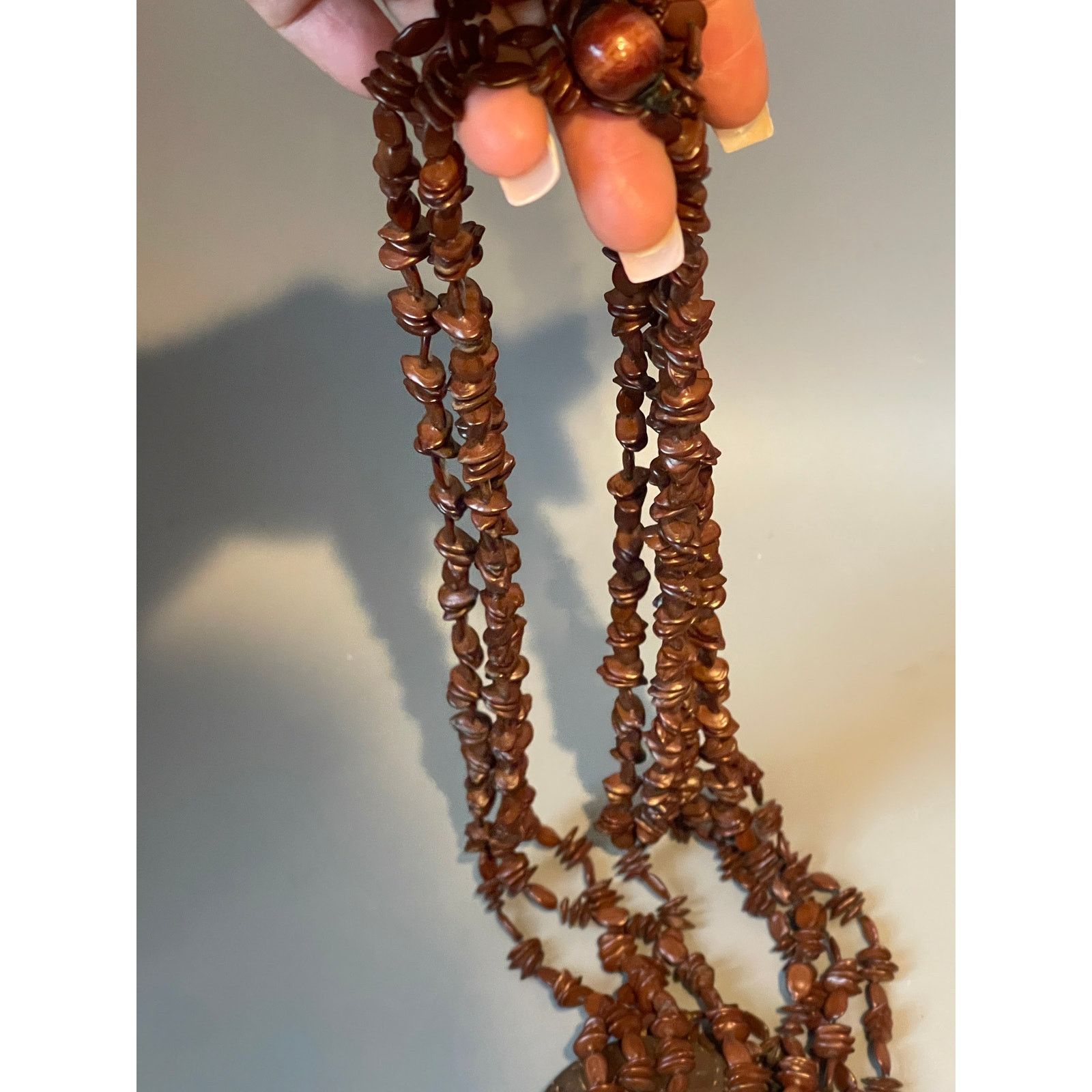 Jewelry × Vintage 1980s Brown Tagua Wood Coconut Shell Vintage Necklace Size ONE SIZE - 4 Thumbnail