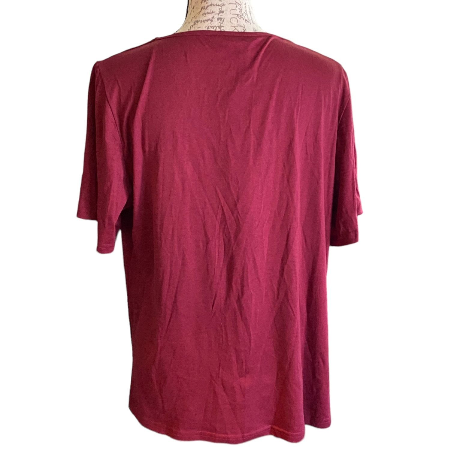 Other Bloomchic Maroon Red V Neck Button Detail Shirt Size 10 Size L / US 10 / IT 46 - 2 Thumbnail