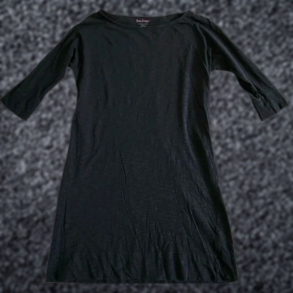 VINTAGE Lilly Pulitzer Women's Cotton Dress Sz S Casual Party Cocktail  Travel Knee Length Solid Black