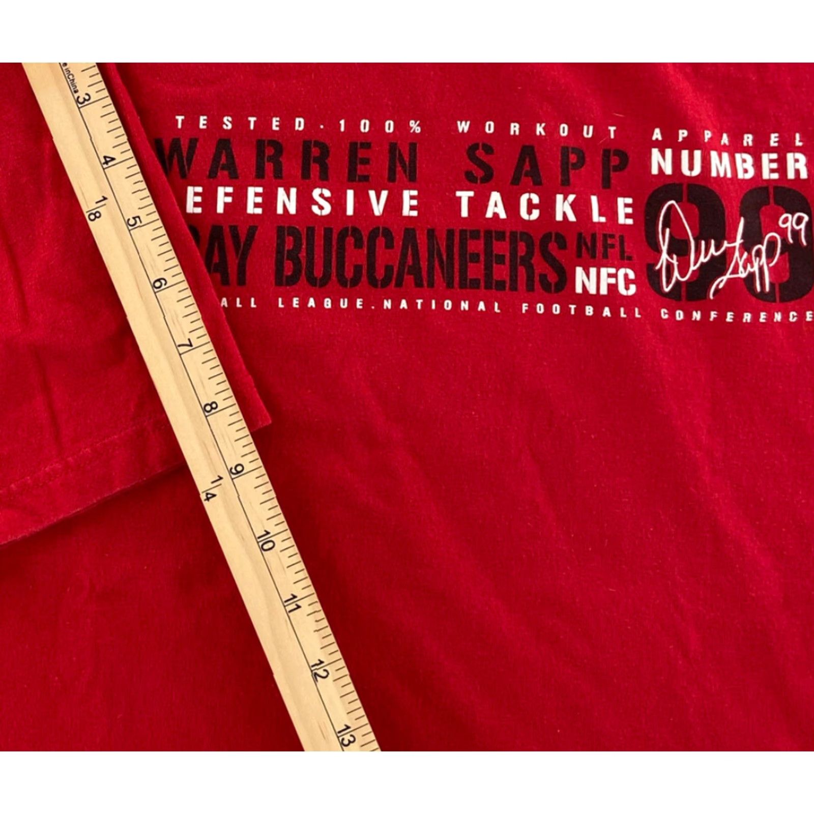 NFL VINTAGE Y2K NFL Tampa Bay Buccaneers Warren Sapp #99 Graphic Tee Adult 2XL Red Mens Size US XXL / EU 58 / 5 - 8 Thumbnail