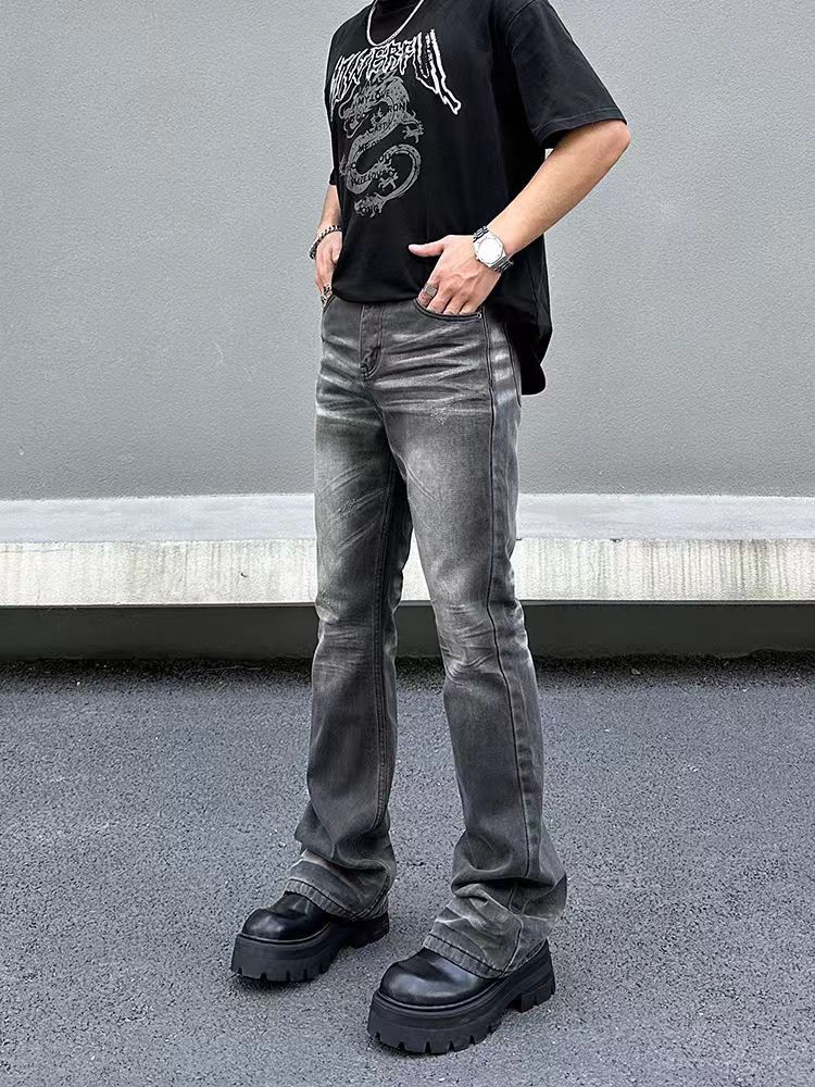 Japanese Brand × Jean Street Vintage Gradient Washed Micro Flare Black Jeans Size US 30 / EU 46 - 1 Thumbnail