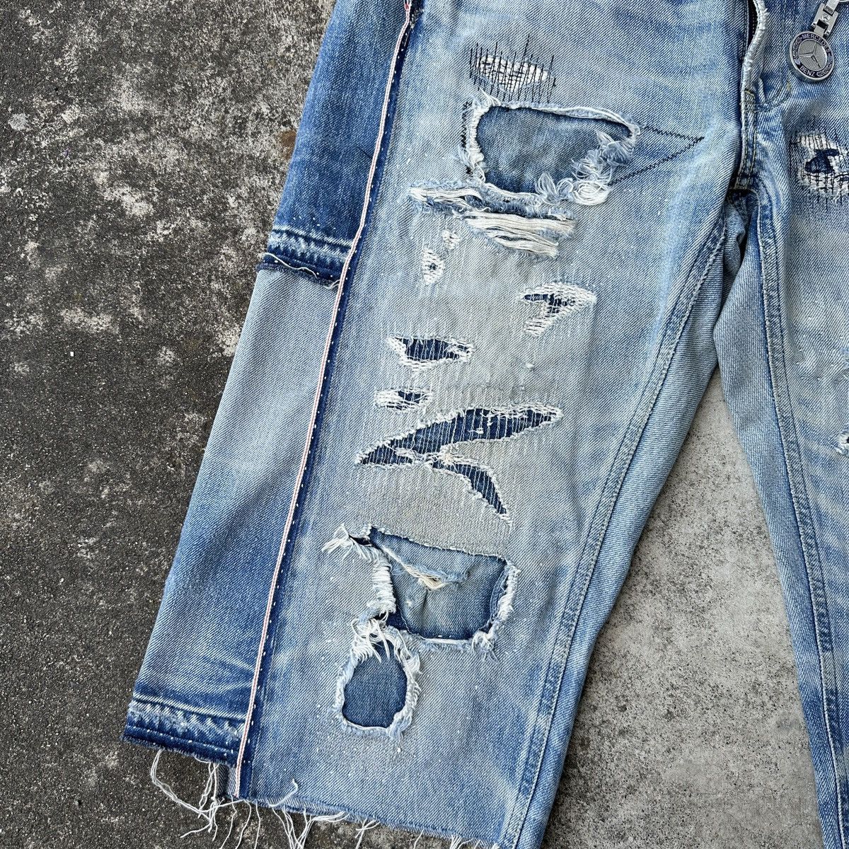 FDMTL Mercedes Benz Selvedge Crash Boro Denim Shorts jort capris Size US 36 / EU 52 - 7 Thumbnail