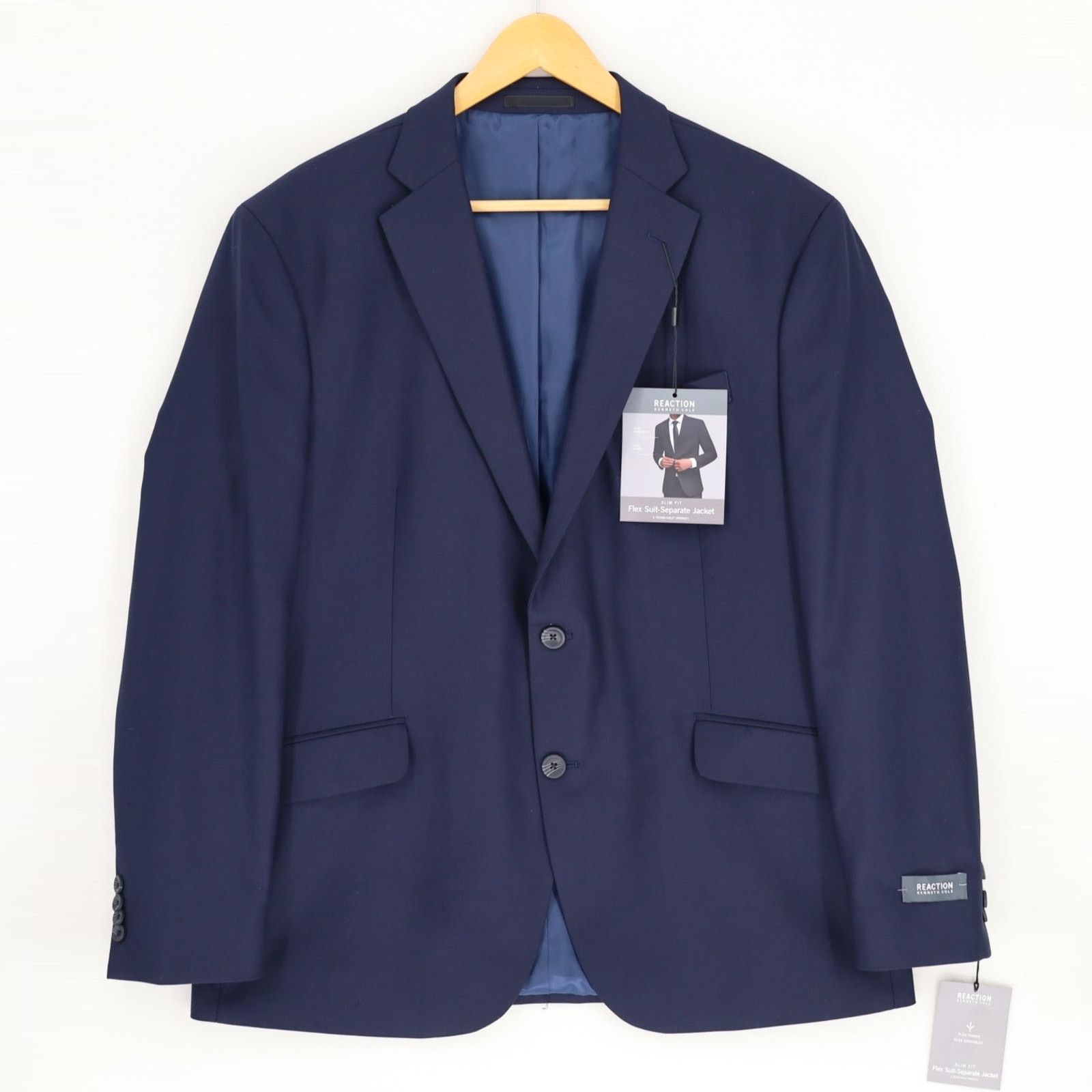 Kenneth Cole Kenneth Cole Men's Navy Houndstooth Slim Blazer Size 46R Size 46R - 2 Thumbnail